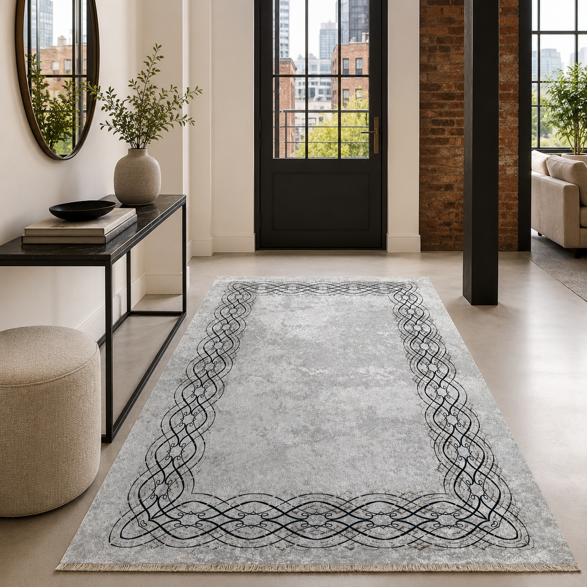 RW7075 washable chenille rug texture and pattern detail