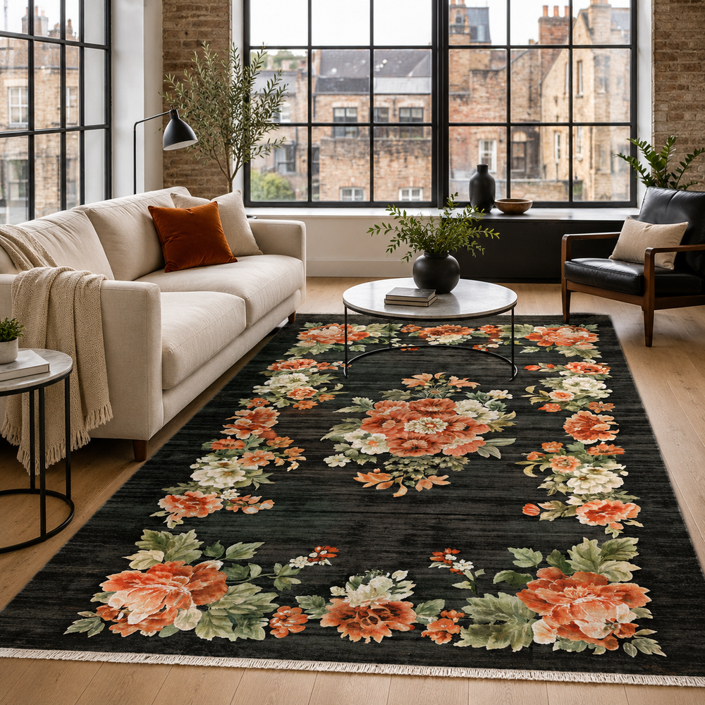 RW7099 washable chenille rug texture and pattern detail