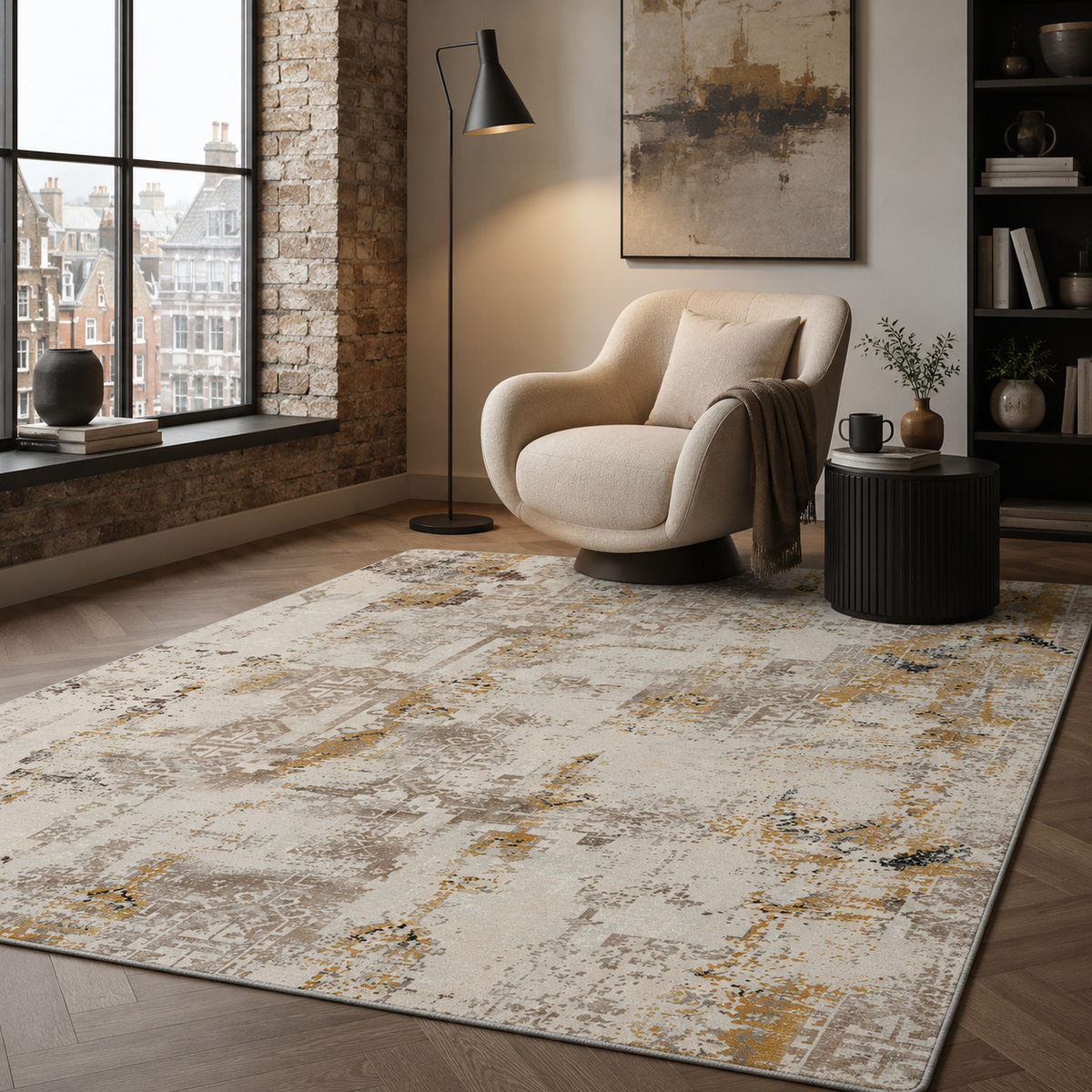 RW7121 washable chenille rug texture and pattern detail