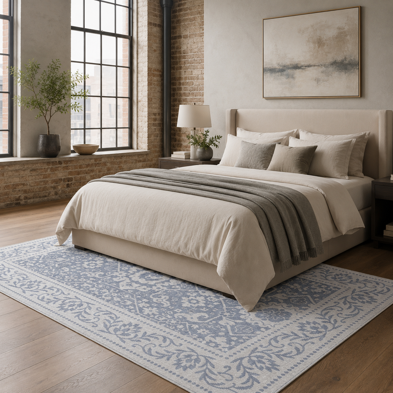 RW7124 washable chenille rug texture and pattern detail