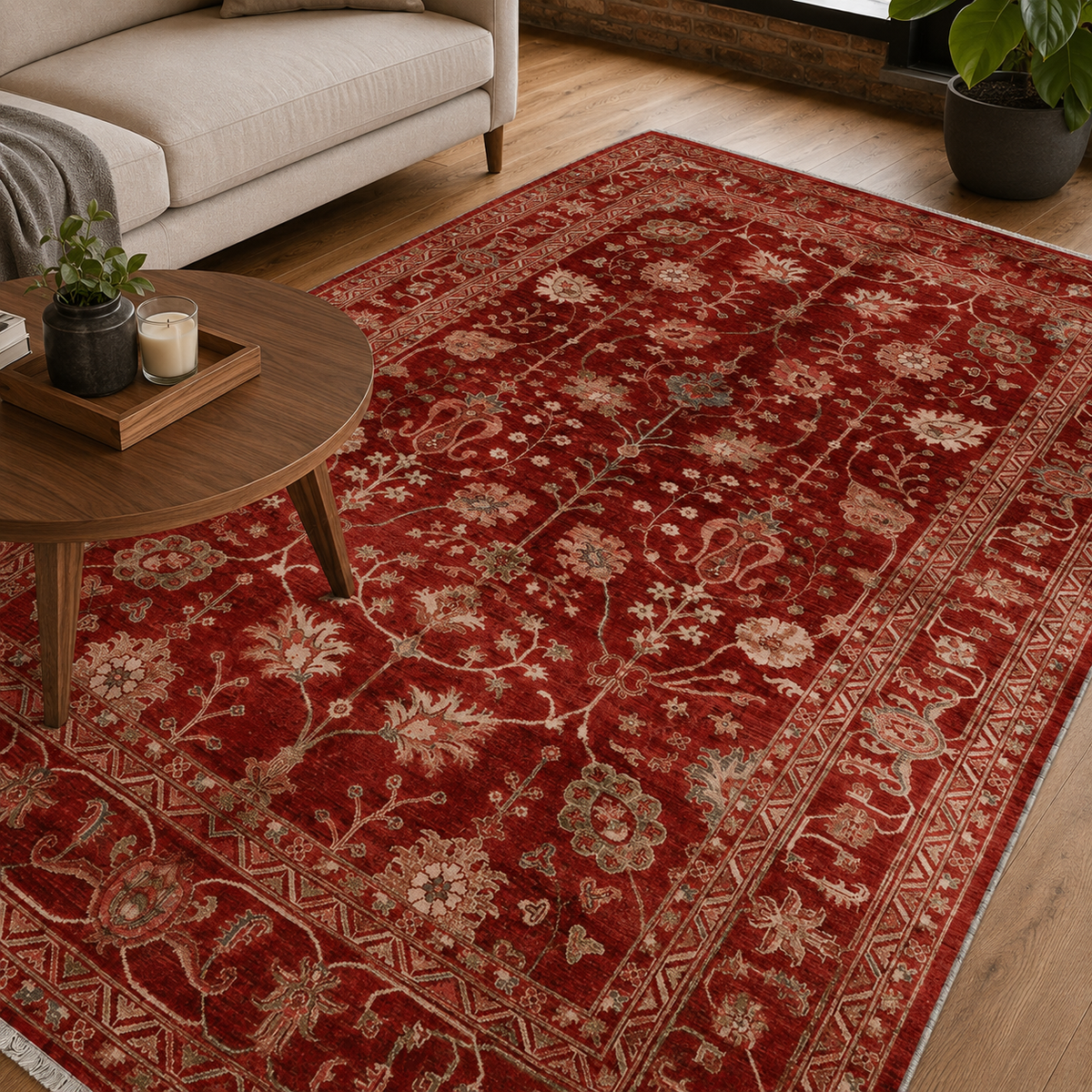 RW7135 washable chenille rug texture and pattern detail