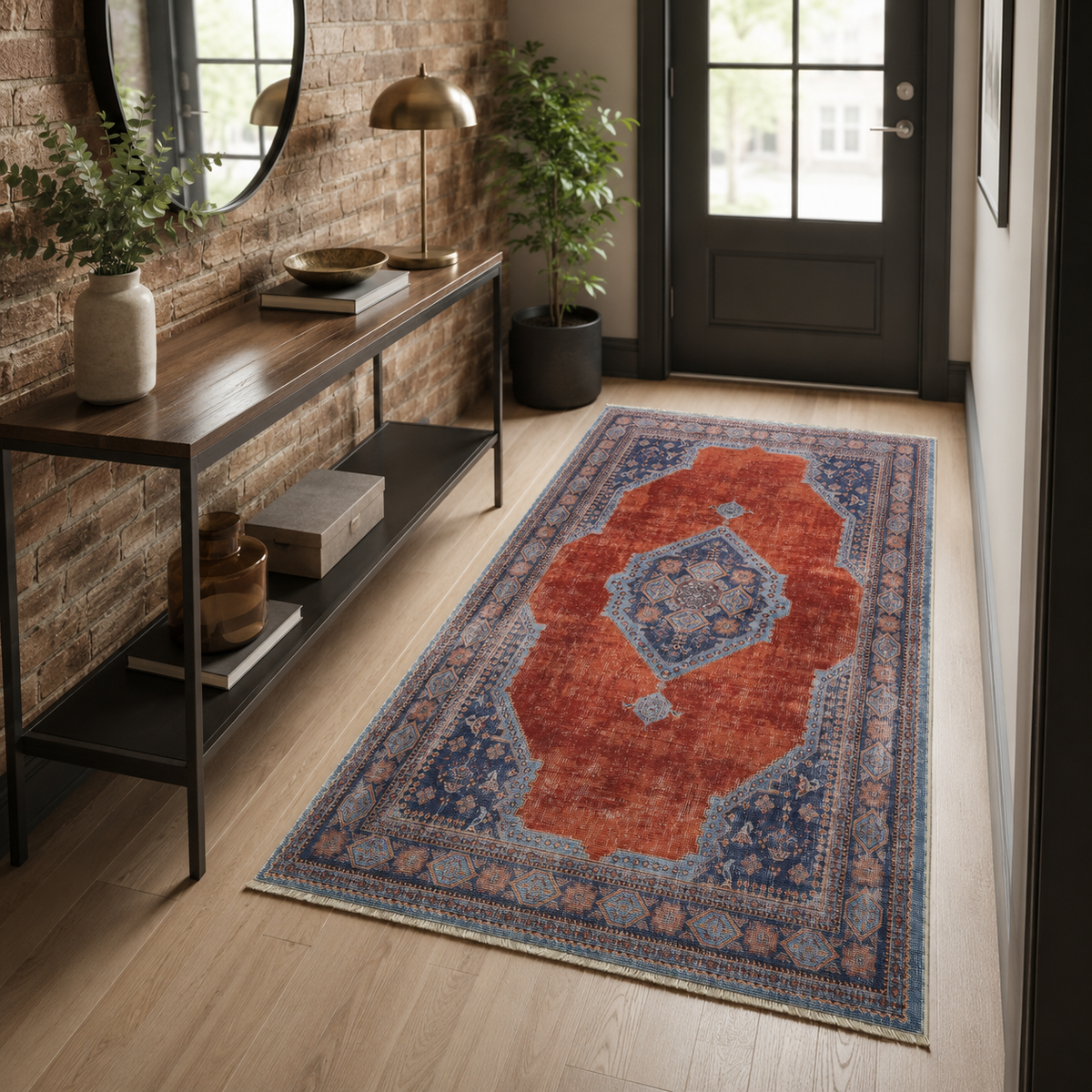 RW7149 washable chenille rug texture and pattern detail