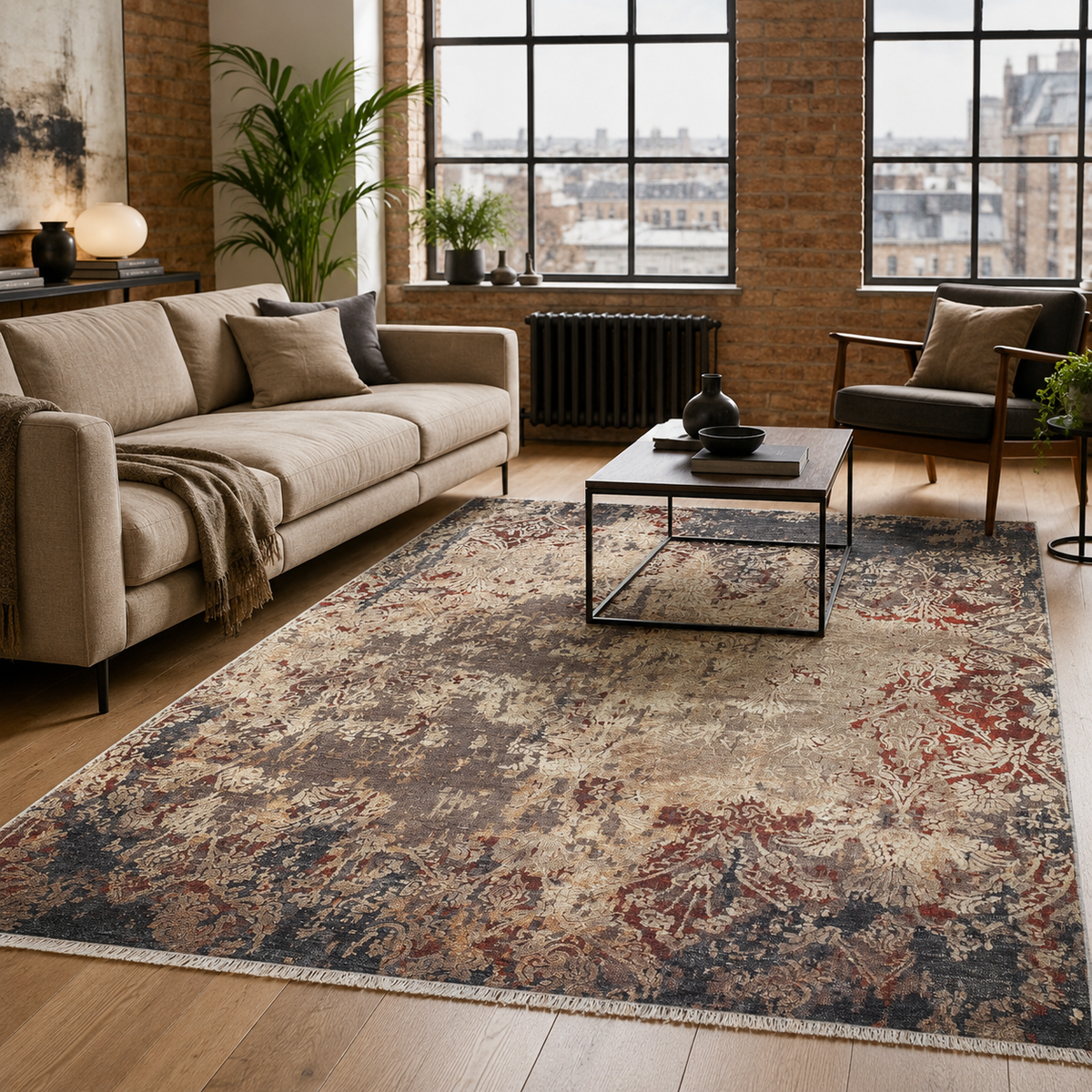 RW7158 washable chenille rug texture and pattern detail
