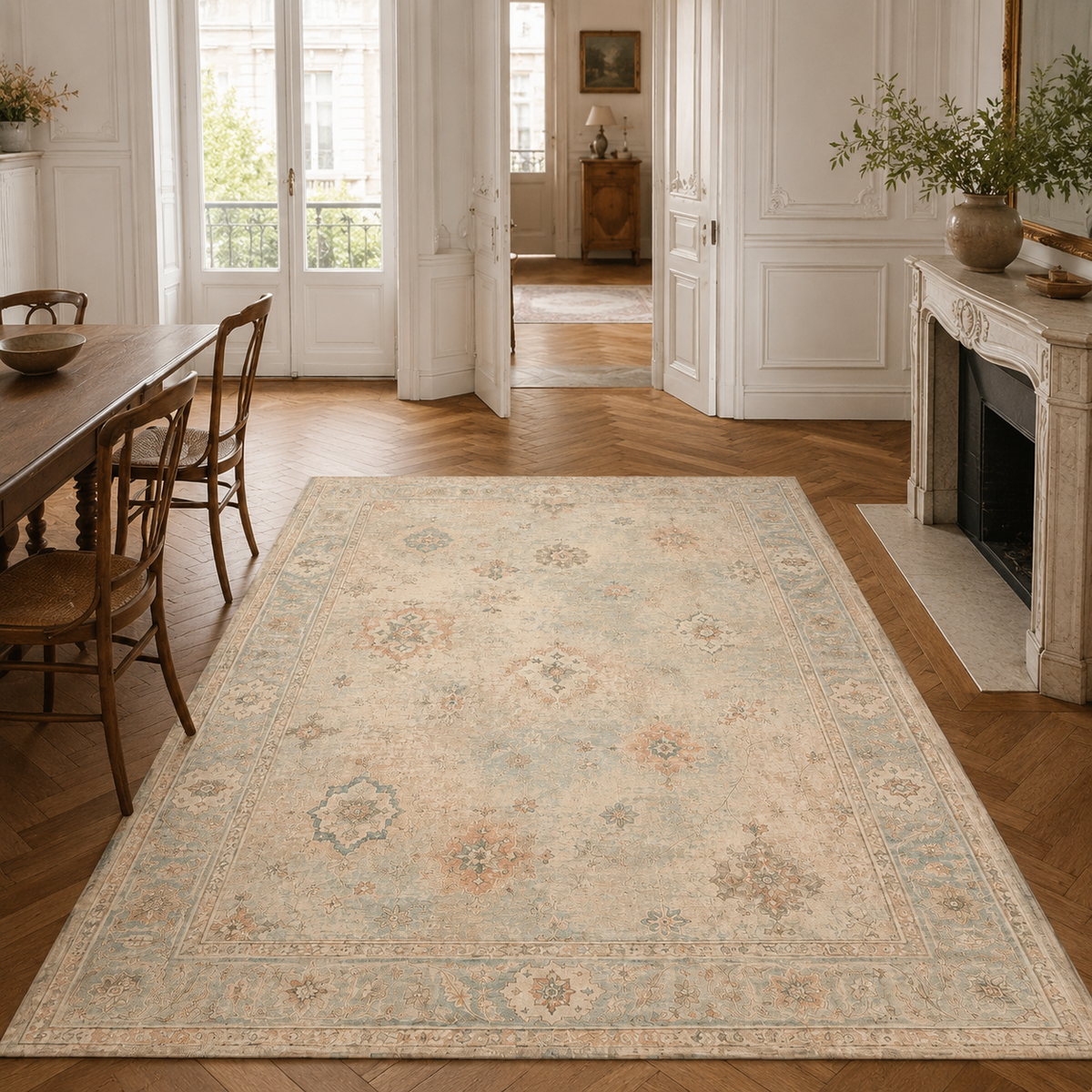 RWPR0005 washable chenille area rug, room scene