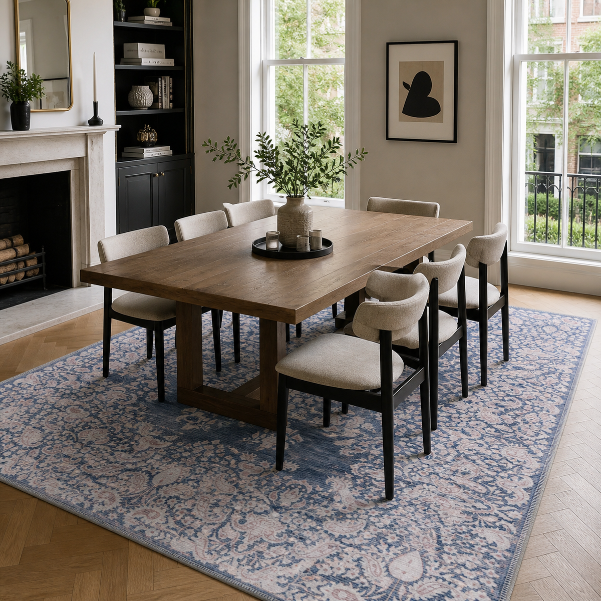 RWR3 washable chenille area rug, room scene