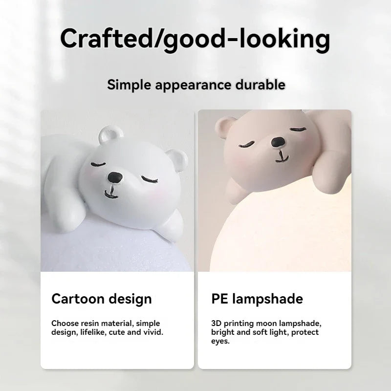 Light My House bear wall light LED night light featuring a moon design, perfect for kids' nursery bedroom decor.