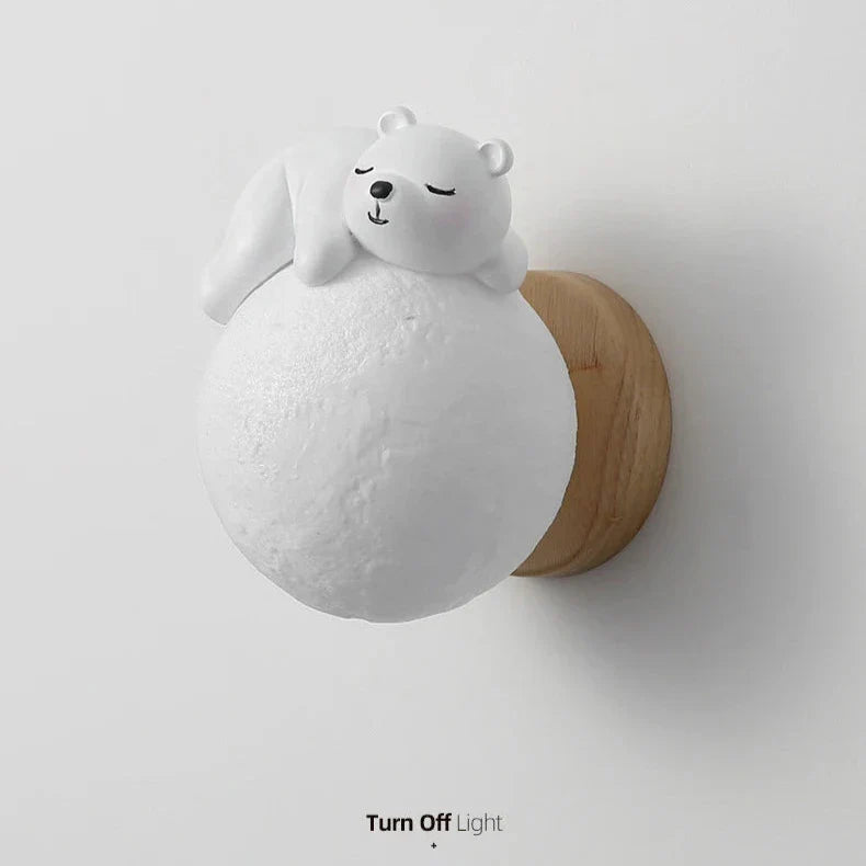 Light My House bear wall LED night light with nursery moon design, ideal for kids' bedrooms and nursery decor.
