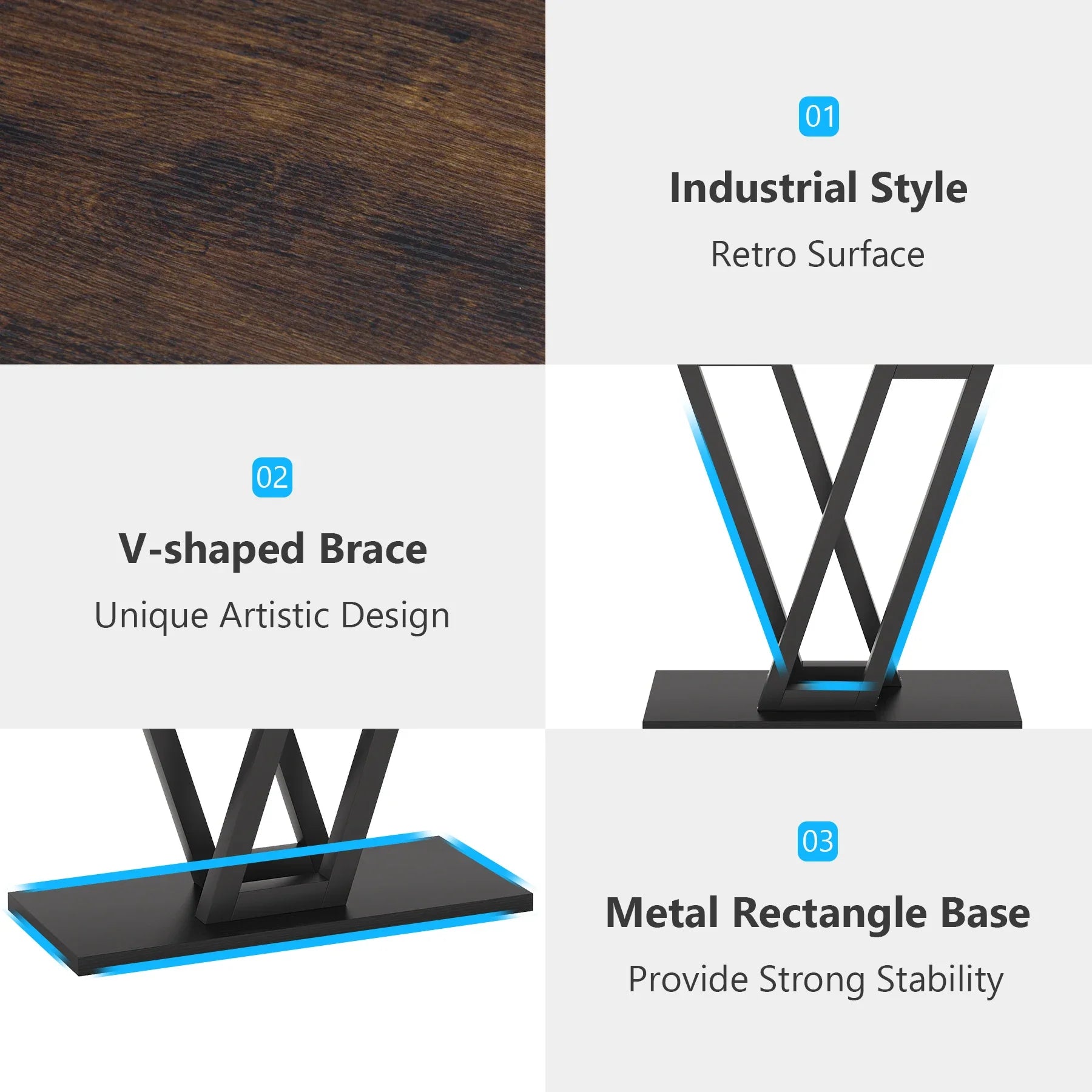 Klassyx industrial console table with metal frame and wooden tabletop, ideal for entryways or living room decor.