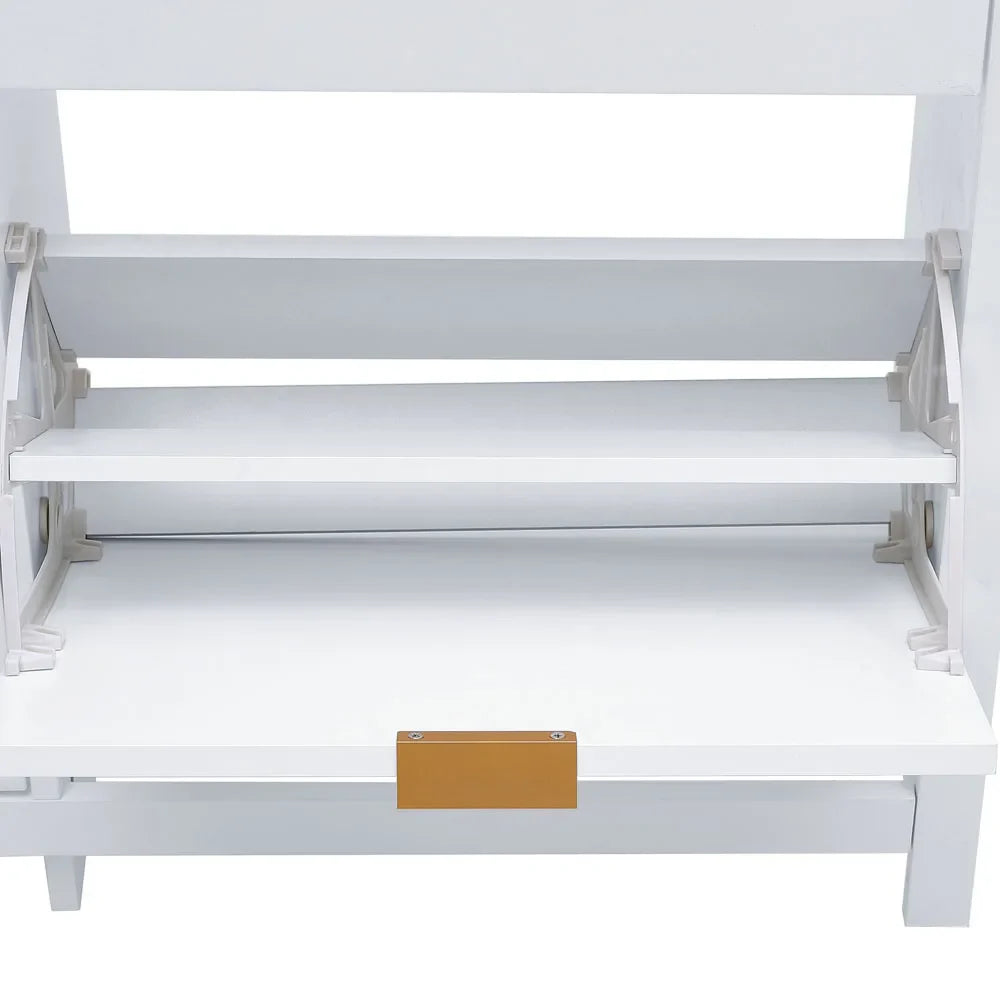 4-Shelf Drop-Front Wooden Shoe Cabinet