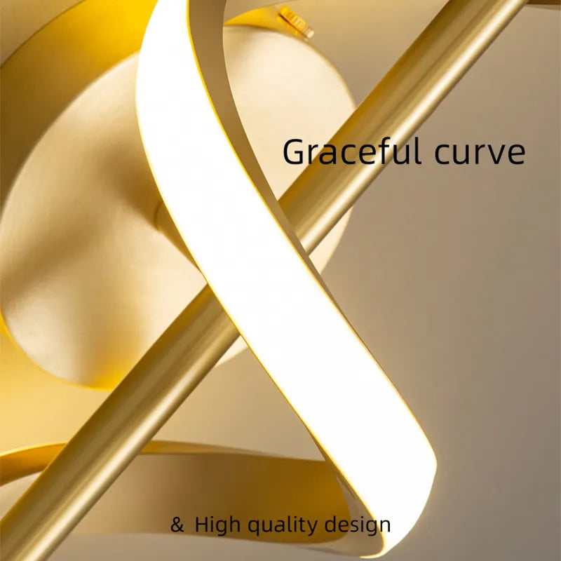 Twisted LED wall light in black and gold, modern design, ideal for living room decor, by Light My House.