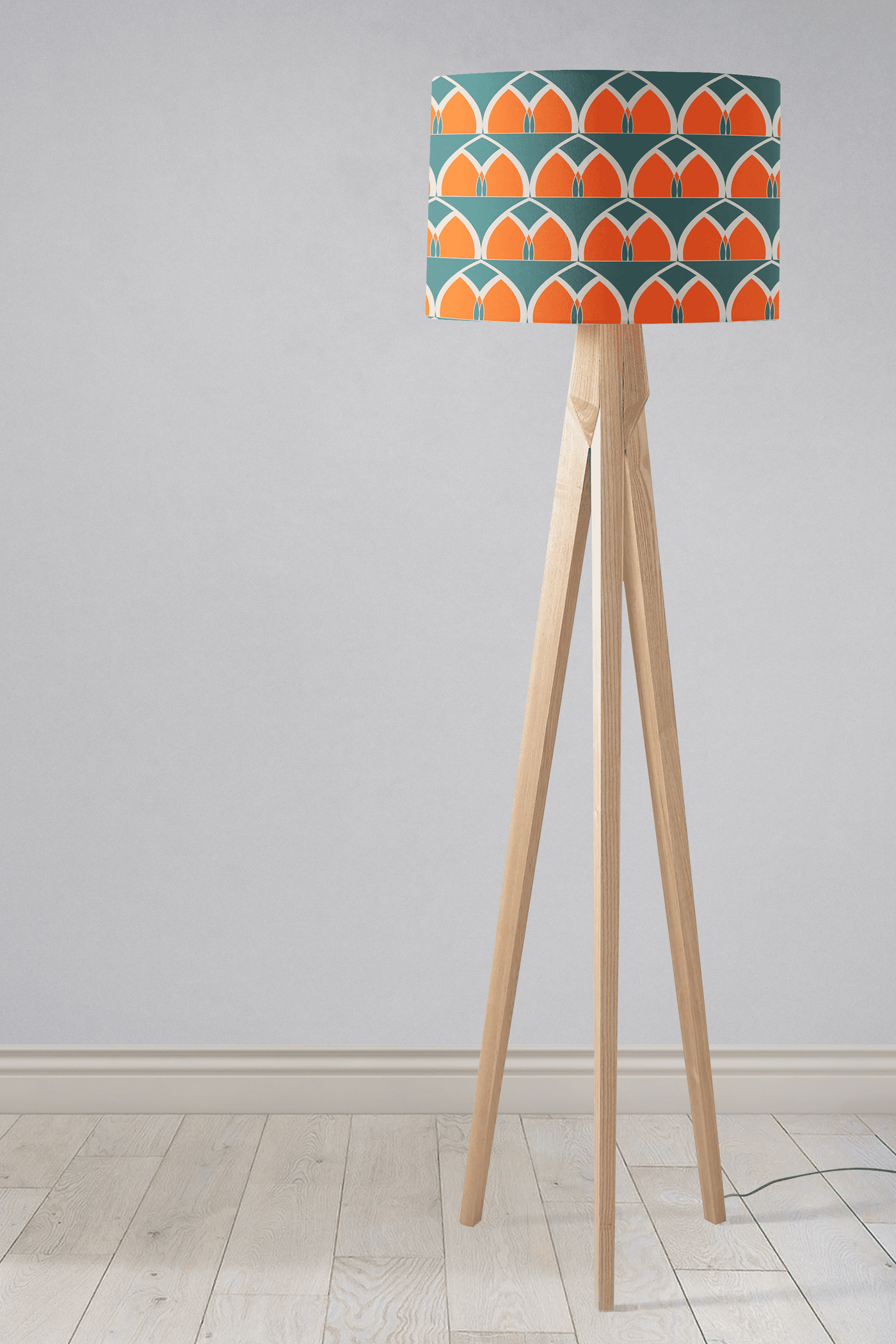 Teal and Orange Geometric Arches Design Lampshade – Ceiling & Table Compatible