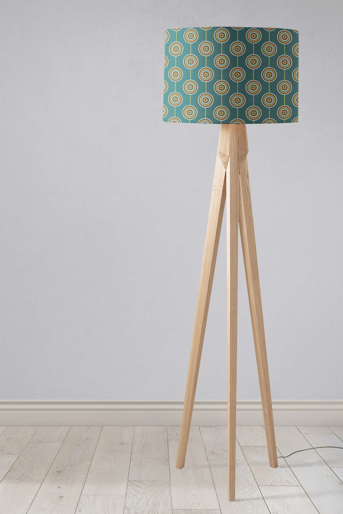 Teal Retro Circles Design Lampshade – Ceiling & Table Compatible