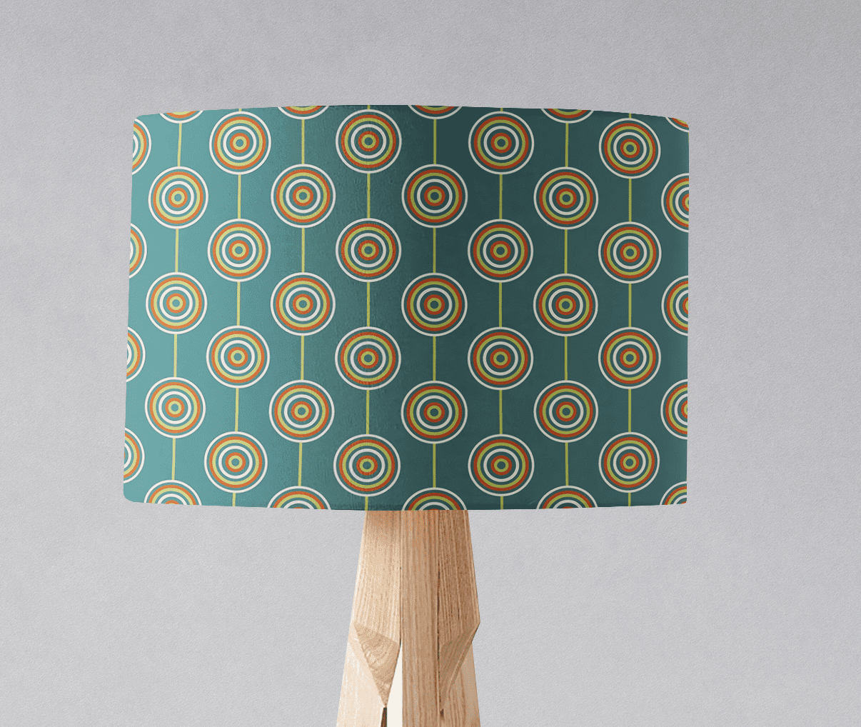 Teal Retro Circles Design Lampshade – Ceiling & Table Compatible