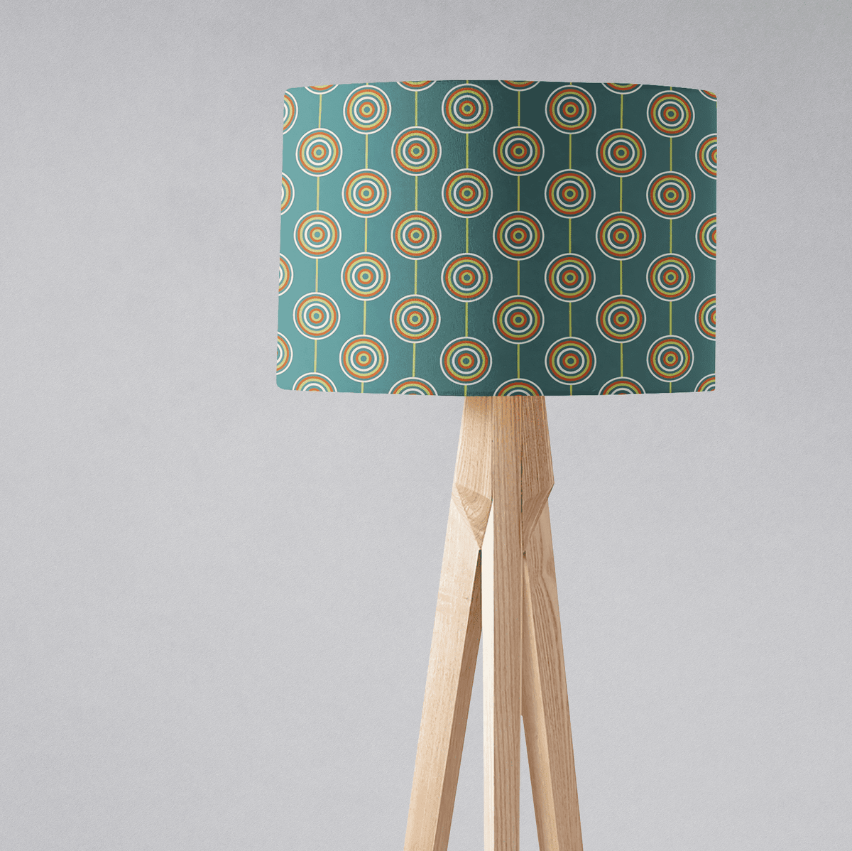 Teal Retro Circles Design Lampshade – Ceiling & Table Compatible