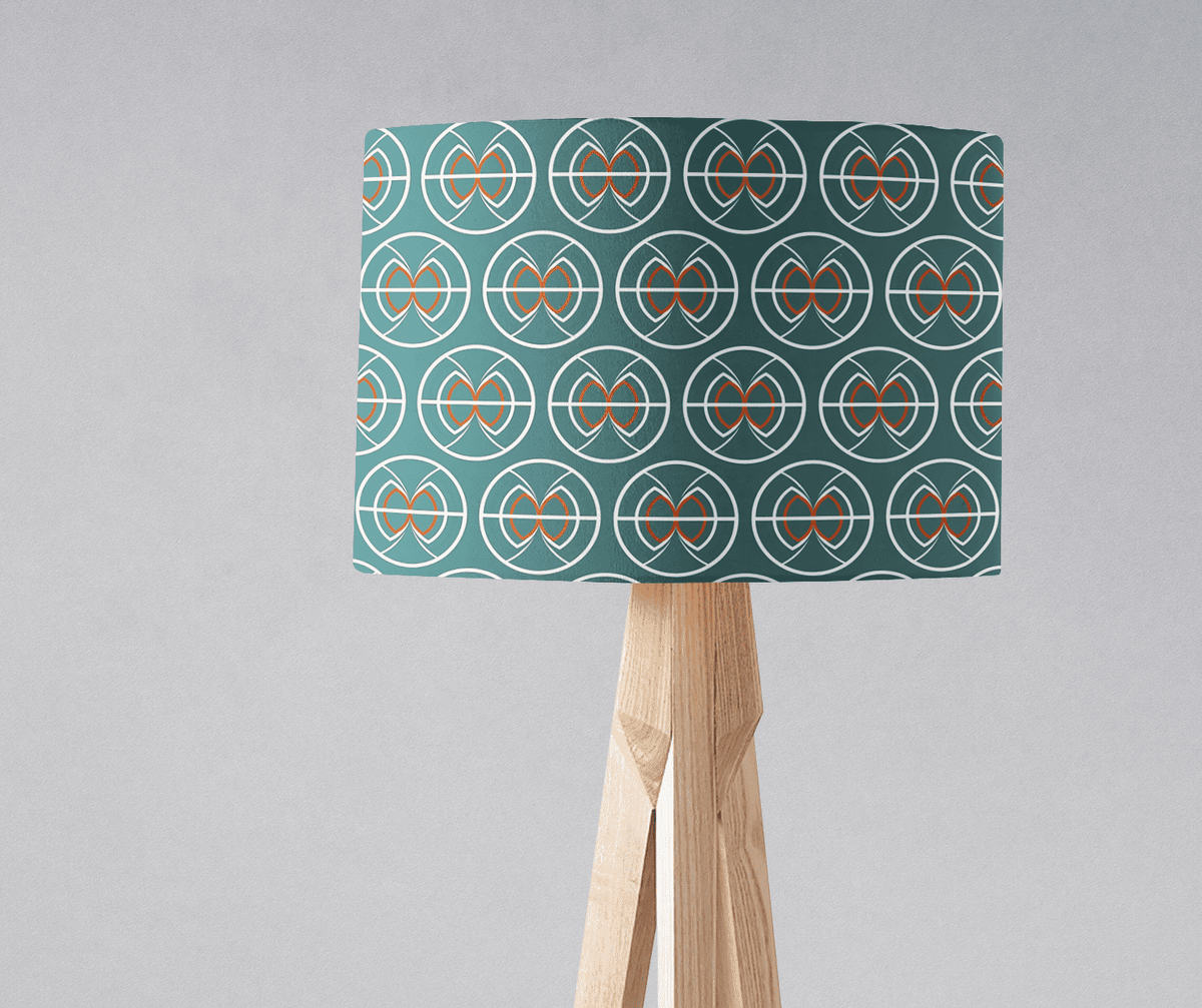 Teal and White Geometric Semi-Circle Design Lampshade – Ceiling & Table Compatible