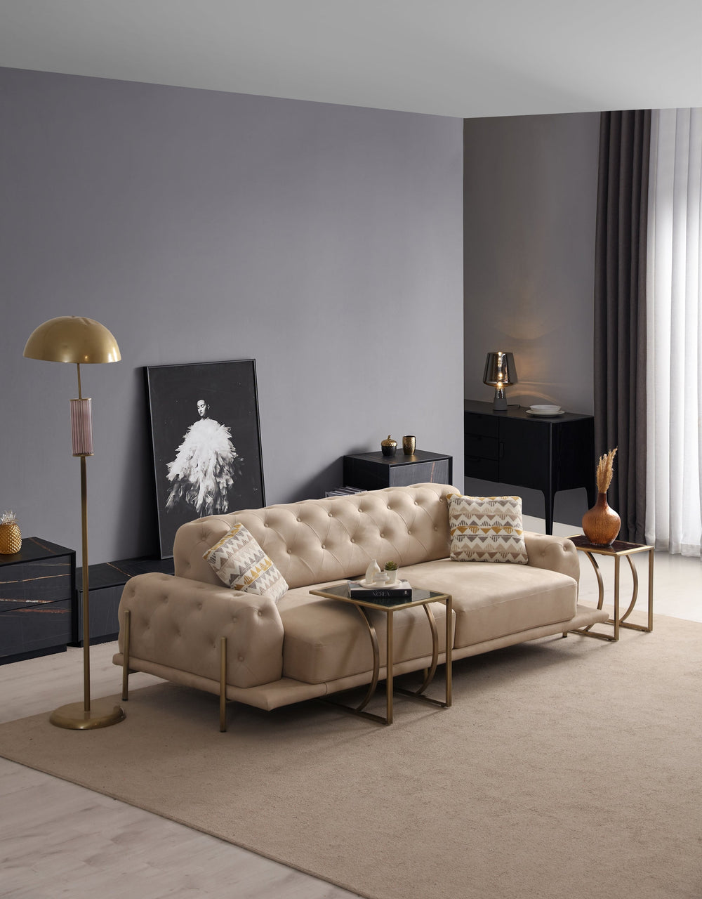 Eos Quilted 3-Seater Sofa (SG) by Netline Interiors