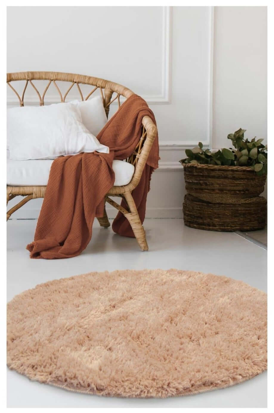 Soft Washable Beige Shaggy Rug – SA-02