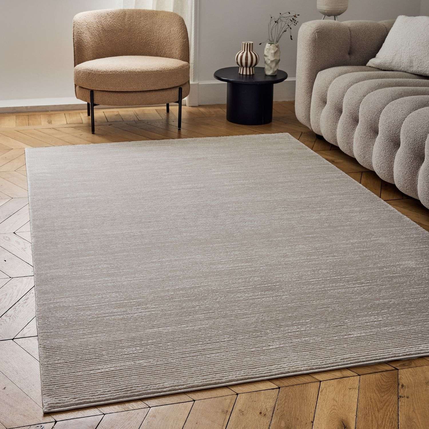 Carmel Beige-Cream Striped Rug – 6020