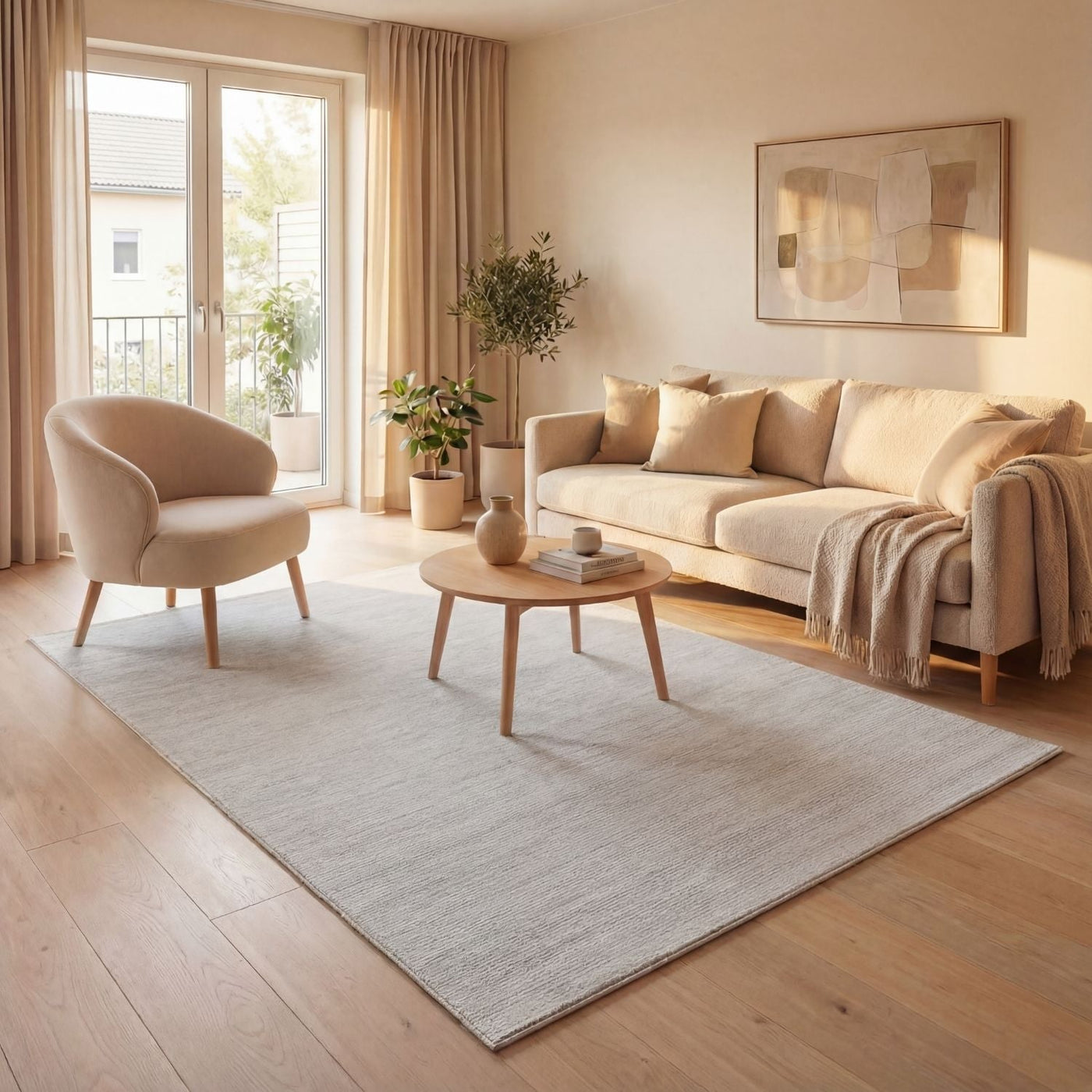 Carmel Cream-Grey Striped Rug – 6010