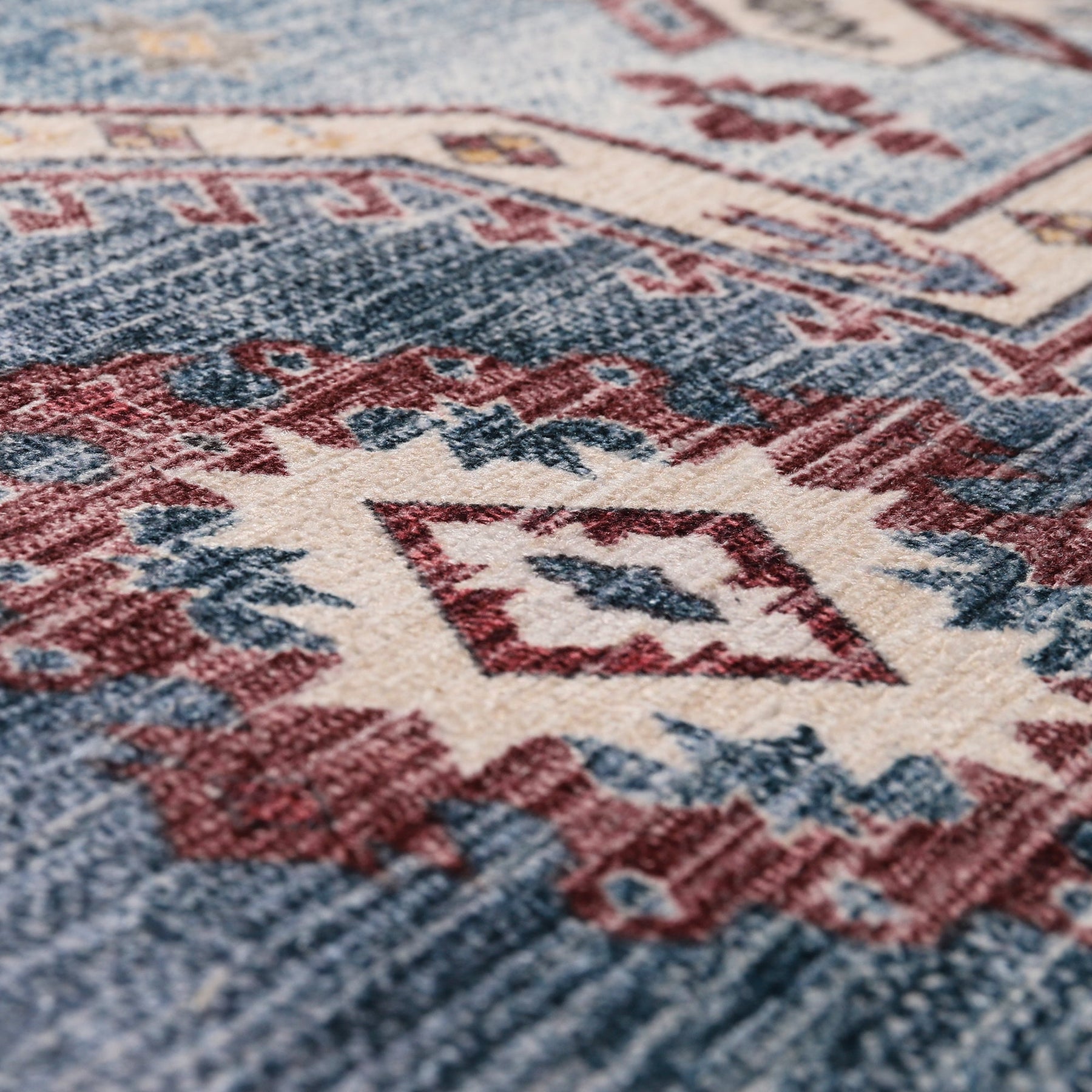 Colorful geometric washable rug by Netline Home featuring tribal multicolor patterns and intricate design details.