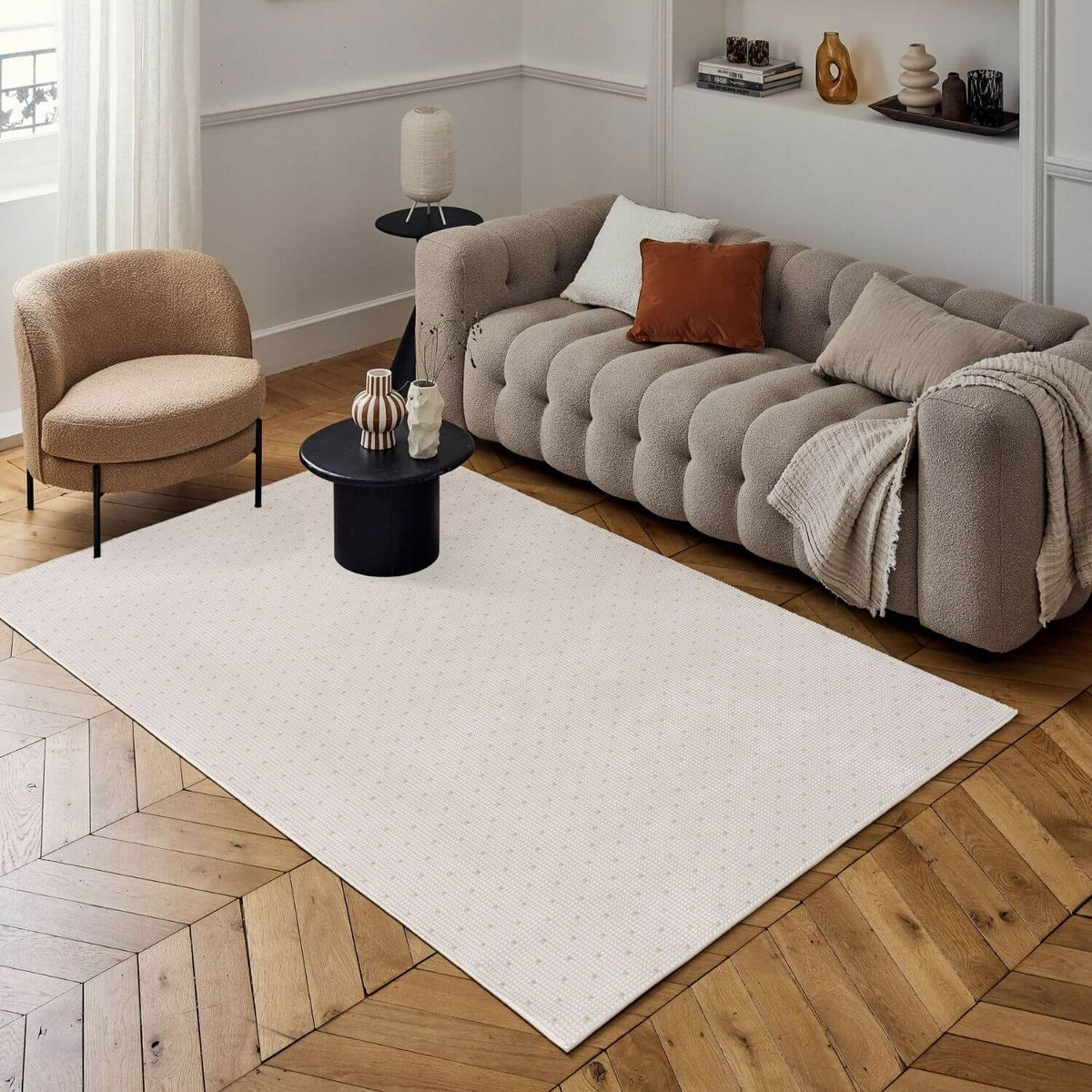 Carmel Cream-Beige Dots Rug – 6080