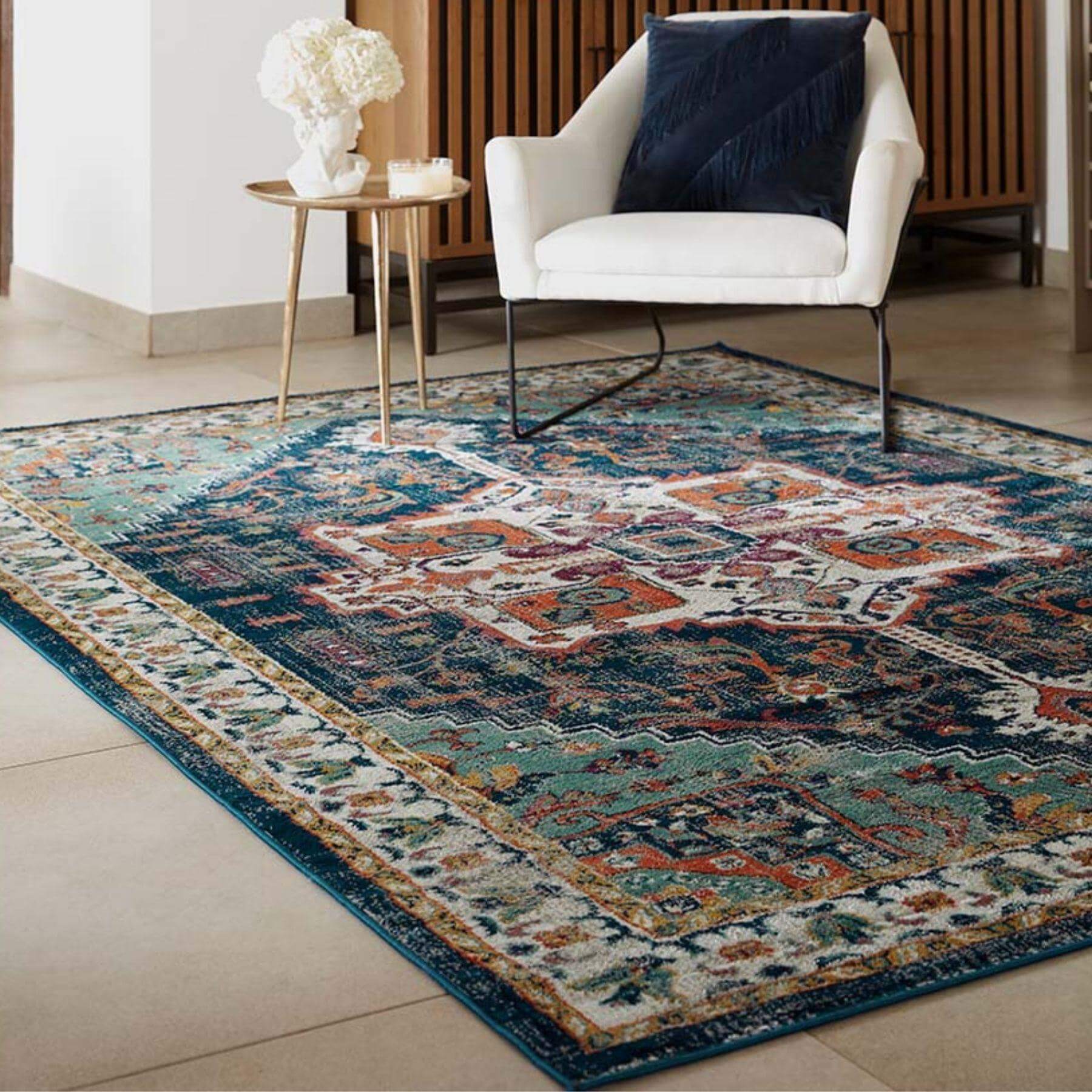 Granada Multicolour Vintage Rug – Emerald
