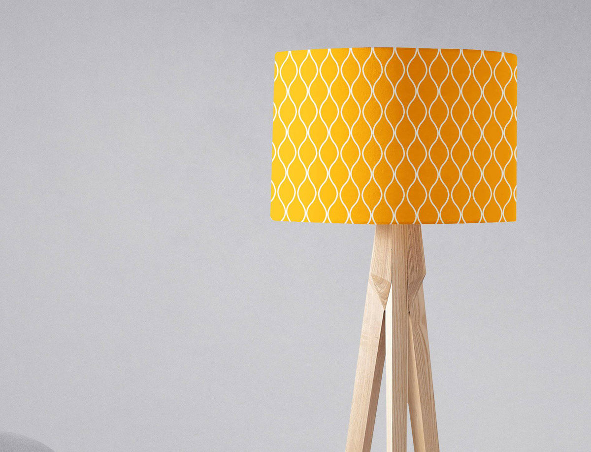 Yellow Lampshade with White Geometric Design β Ceiling & Table Compatible