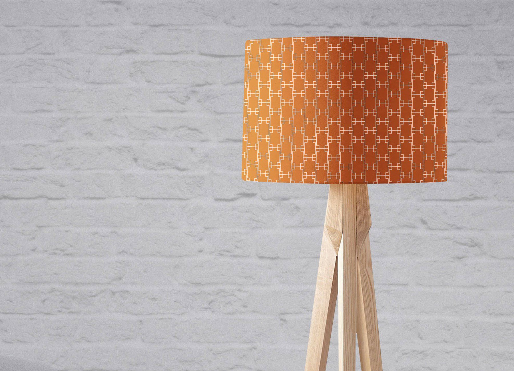 Dark Orange Lampshade with a White Geometric Design – Ceiling & Table Compatible