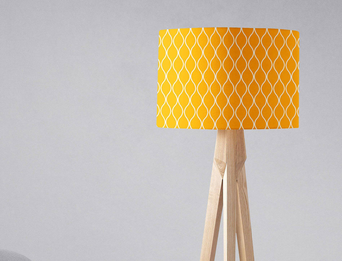 Yellow Lampshade with White Geometric Design β Ceiling & Table Compatible