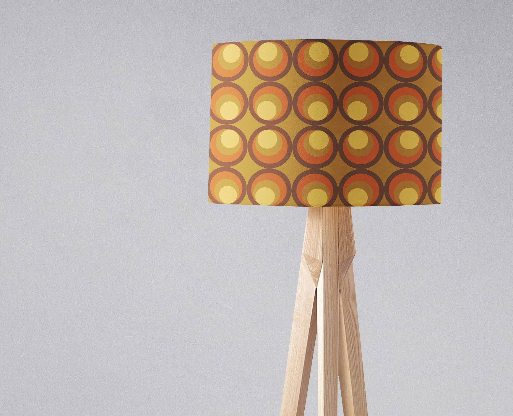 Brown and Orange Retro 1970's Design Lampshade – Ceiling & Table Compatible