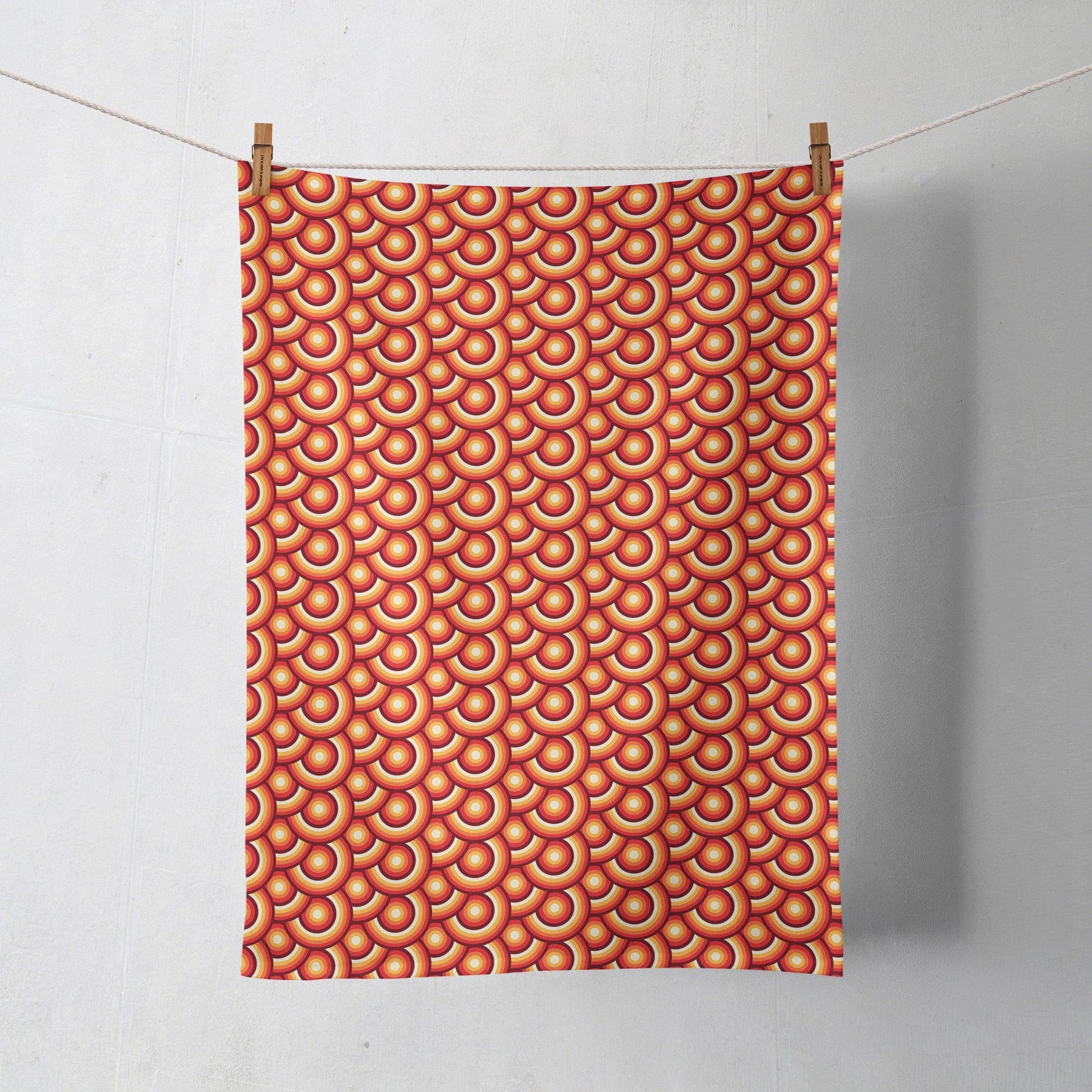 Orange Tea Towels with a 70's Retro Design