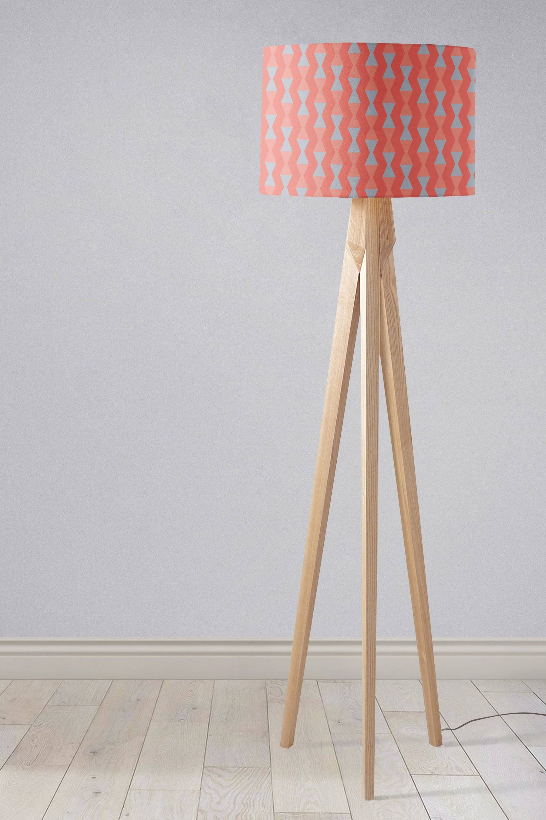 Coral and Grey Mid century Modern Retro Lampshade โ Ceiling & Table Compatible