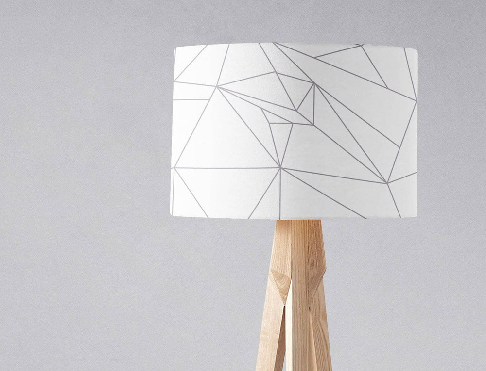 White Lampshade with a Grey Lines Geometric Design – Ceiling & Table Compatible