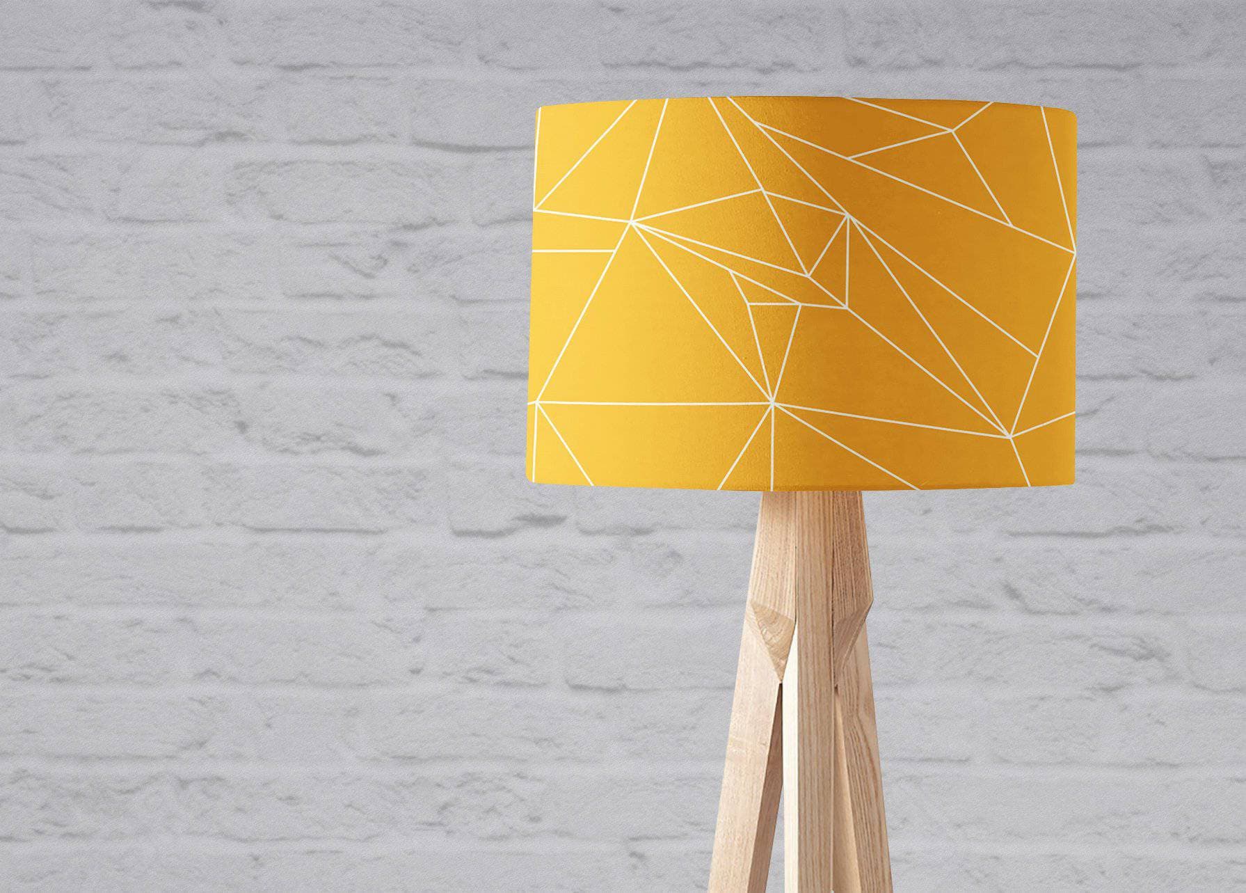 Yellow Lampshade with White Lines Geometric Design β Ceiling & Table Compatible