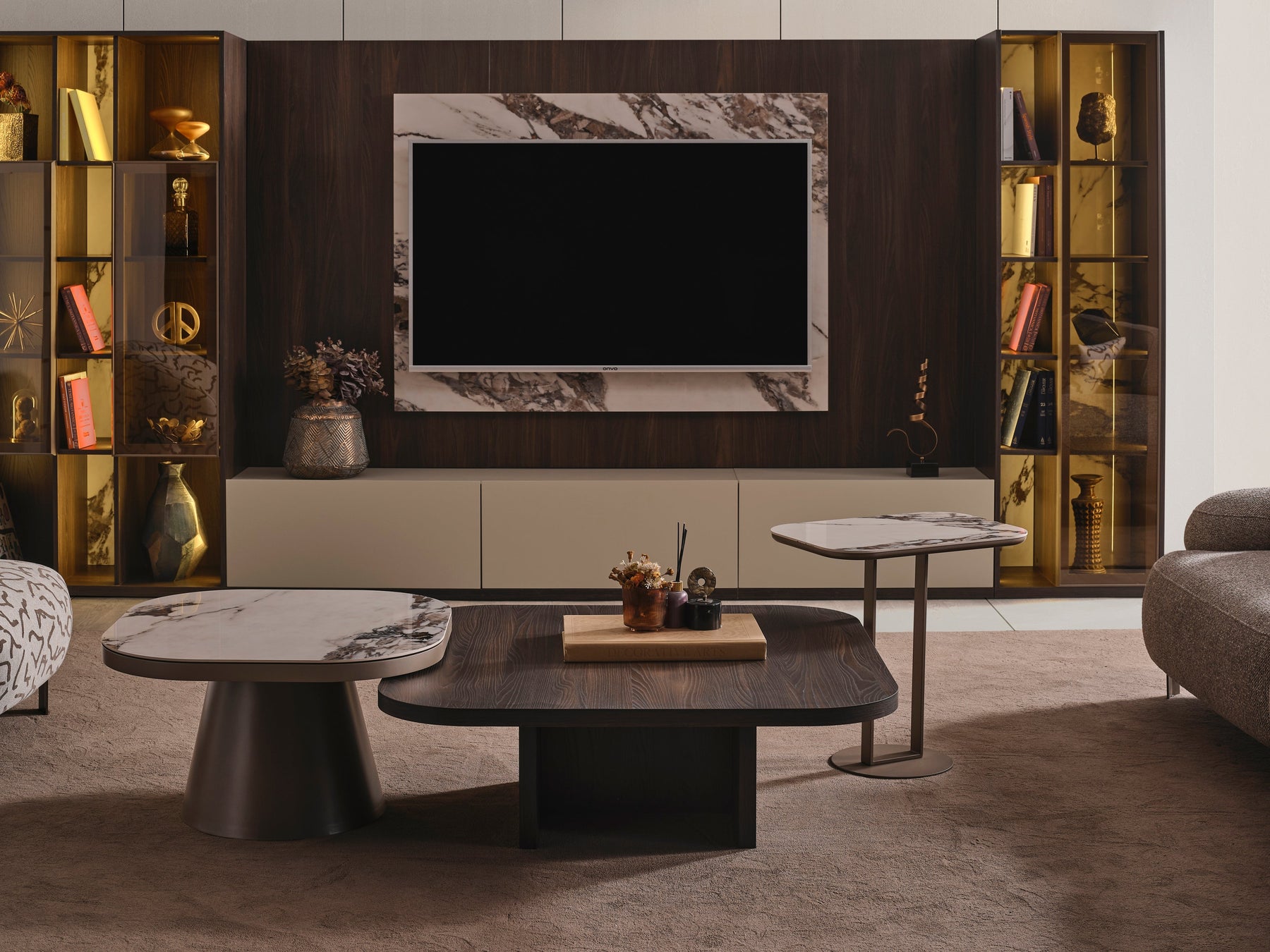 Lotus Wall TV Unit (O) by Netline Interiors