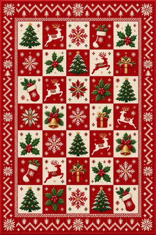 Patchwork Icons Christmas rug design