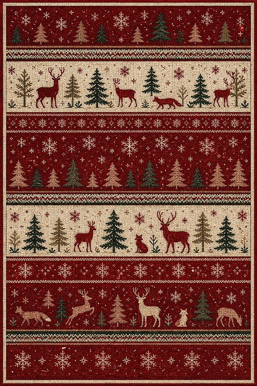Nordic Forest Christmas rug design
