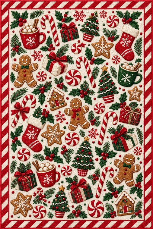 Candy and Gingerbread Christmas rug design