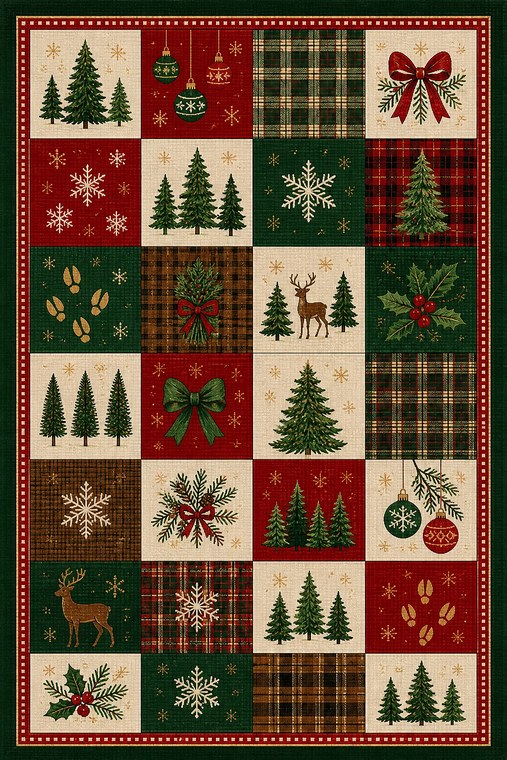 Tree Farm Checker Christmas rug design