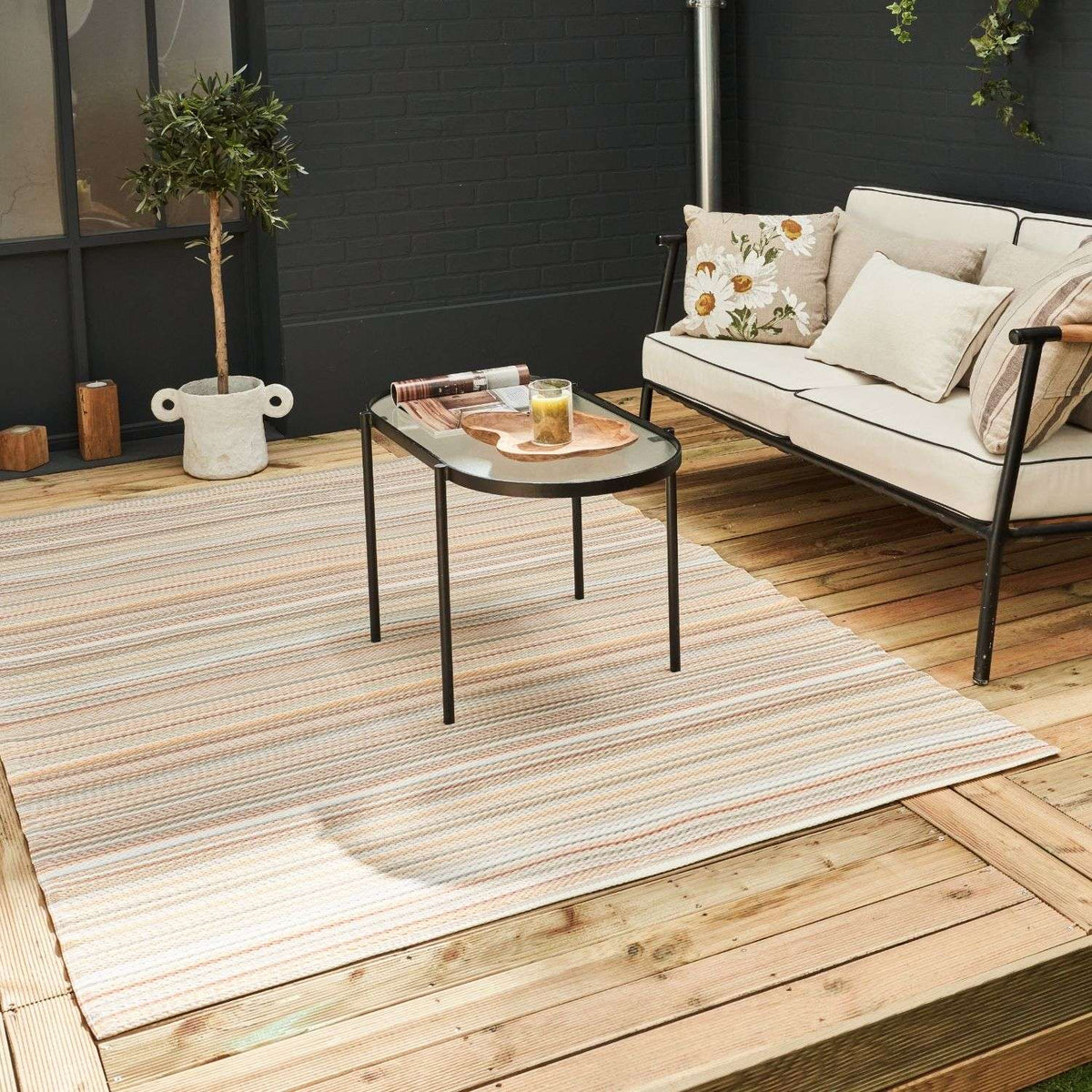 Rainbow Outdoor Rug Beige – 1020