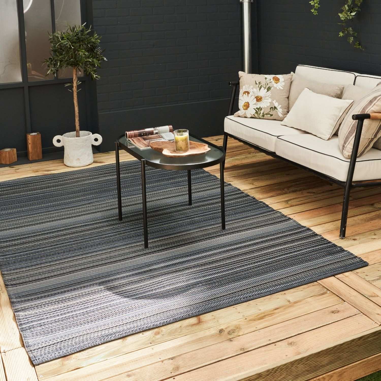 Rainbow Outdoor Rug Dark Grey – 1020
