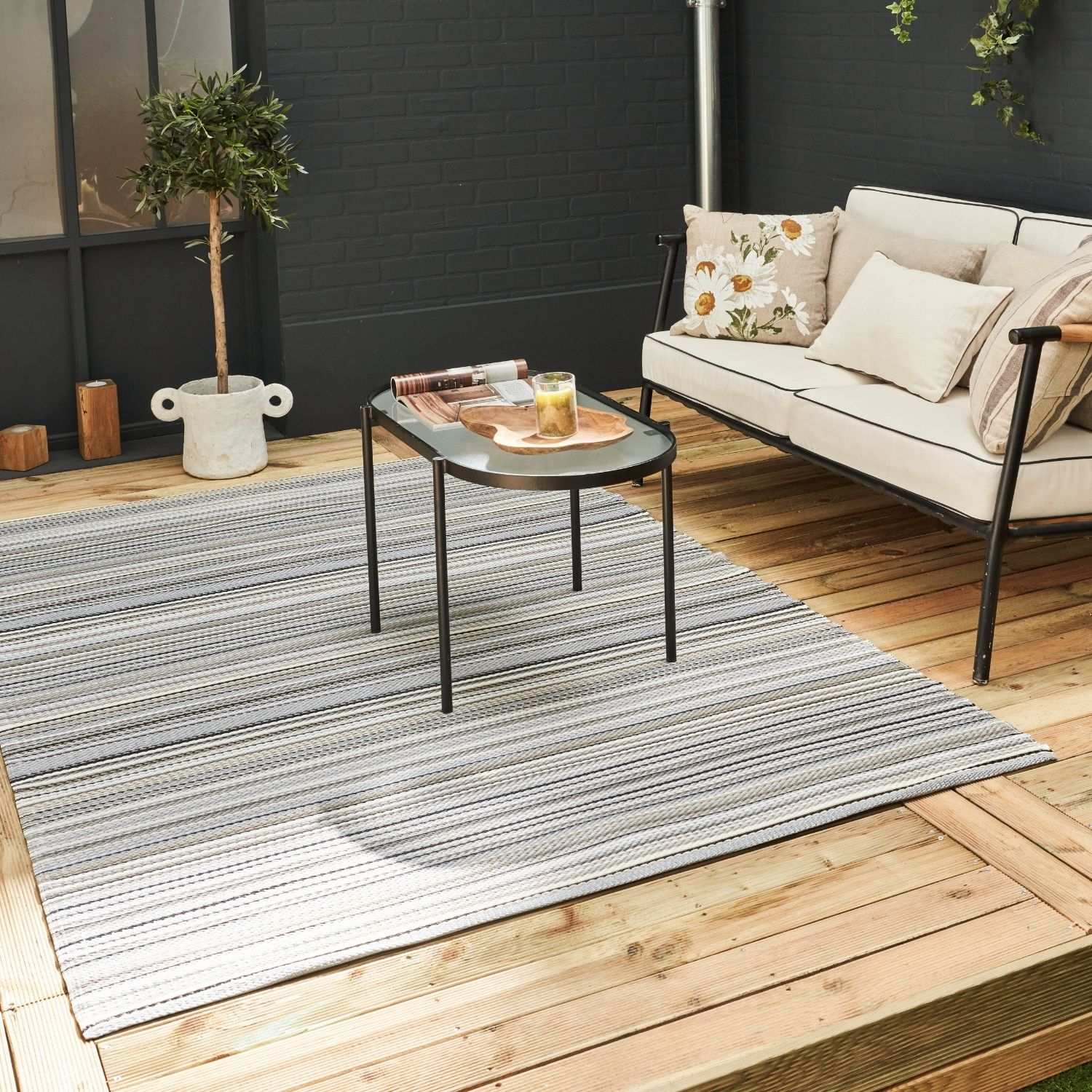 Rainbow Outdoor Rug Grey – 1020