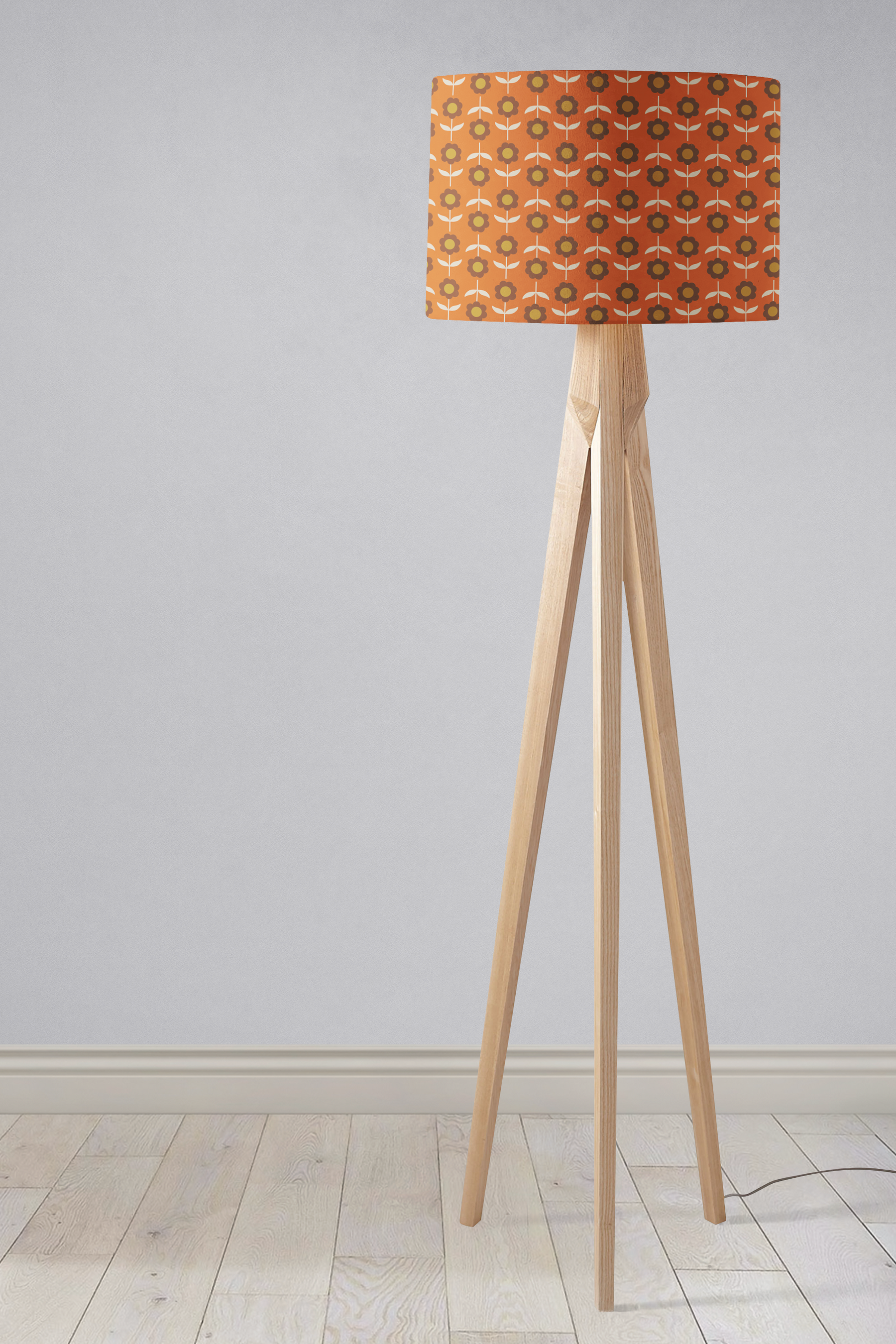 Orange Retro Floral Lampshade โ Ceiling & Table Compatible