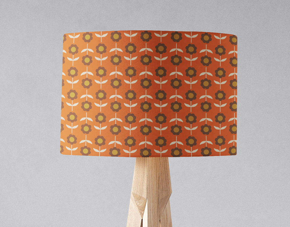 Orange Retro Floral Lampshade – Ceiling & Table Compatible