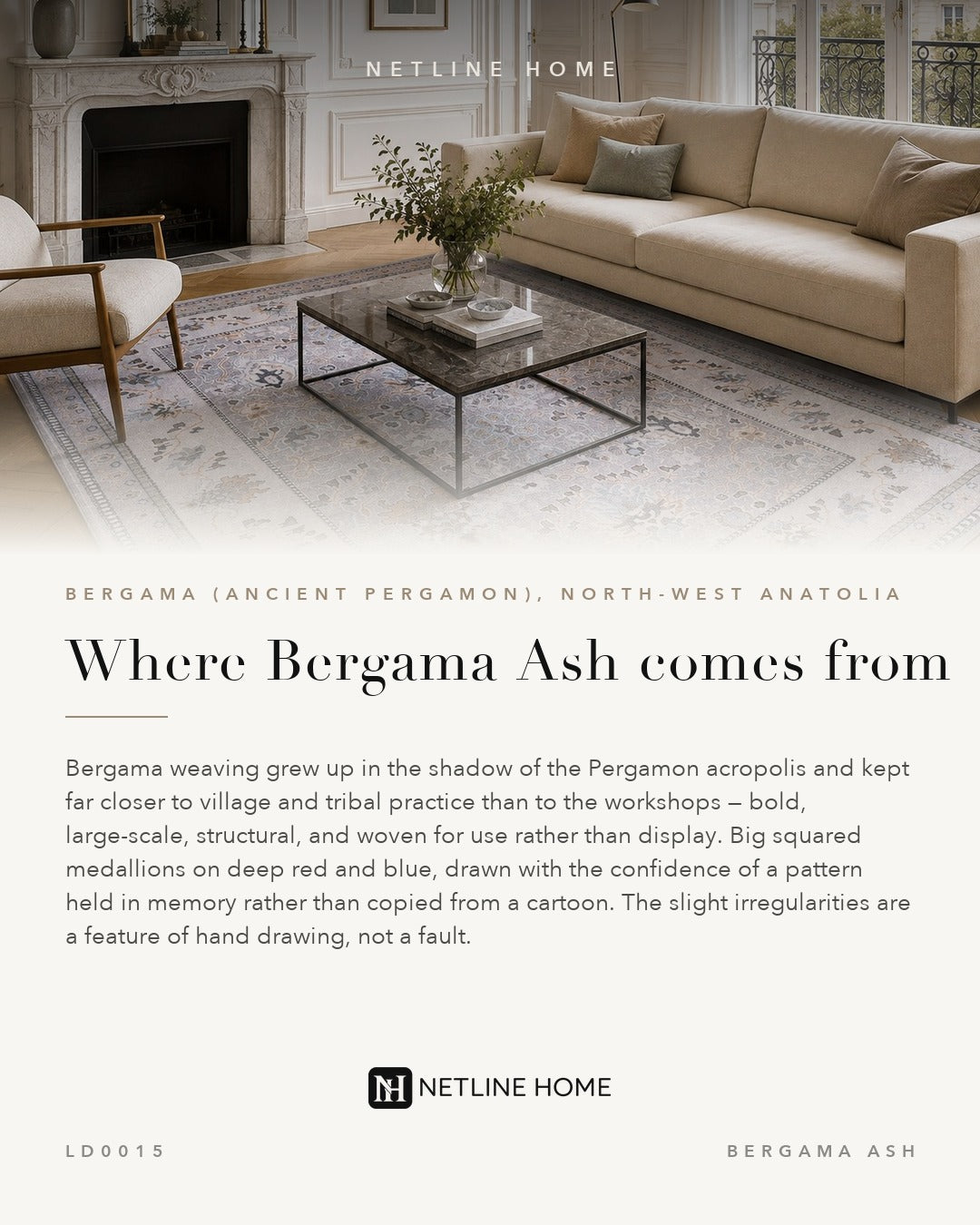 Refined Medallion Soft Grey Traditional Washable Rug — Design story (RWLD0015)