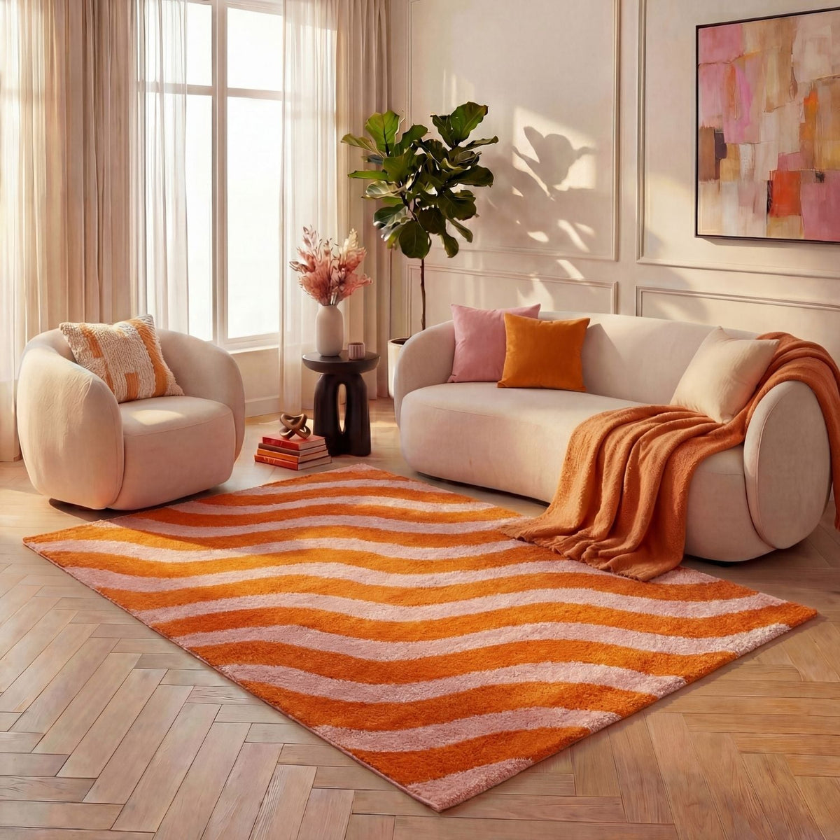 Joli Wave Orange & Pink Rug