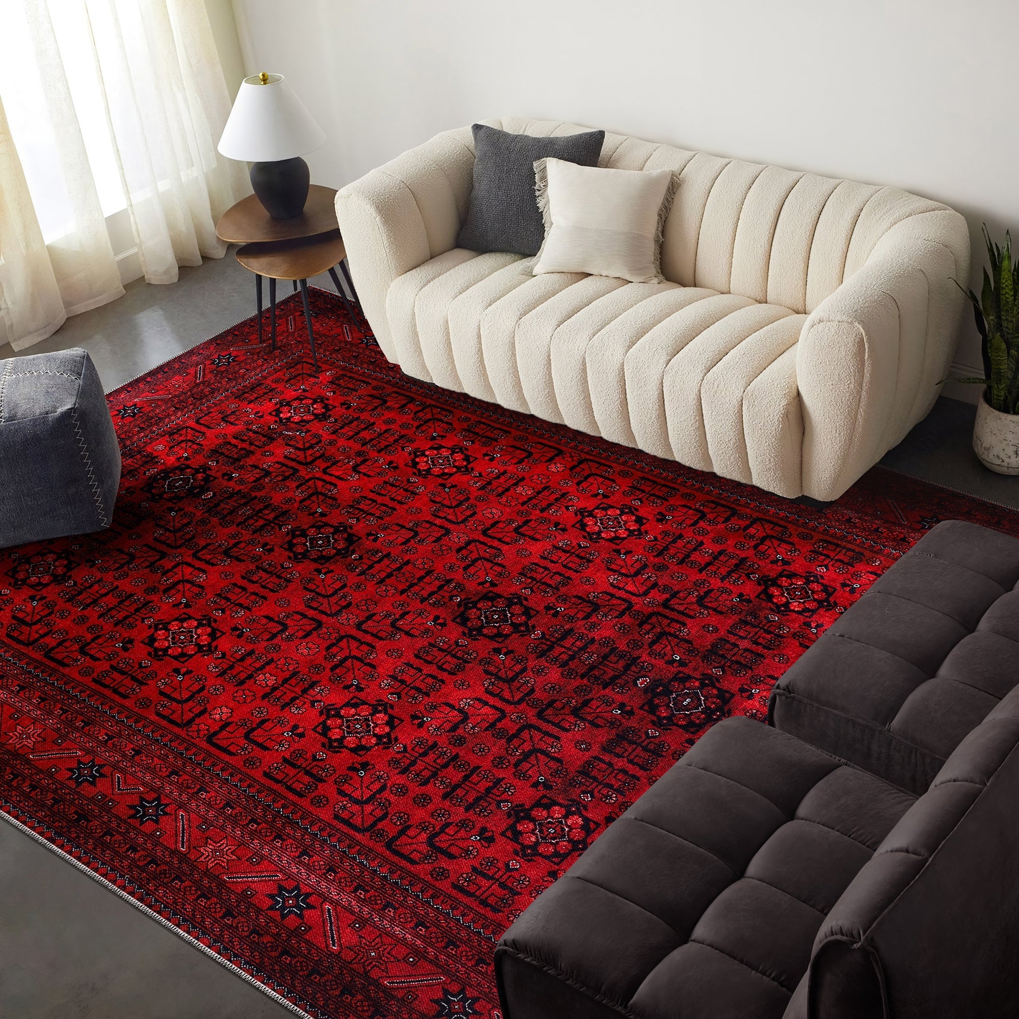 Studio Geometry Crimson Red Heritage Washable Rug – Netline Home guide