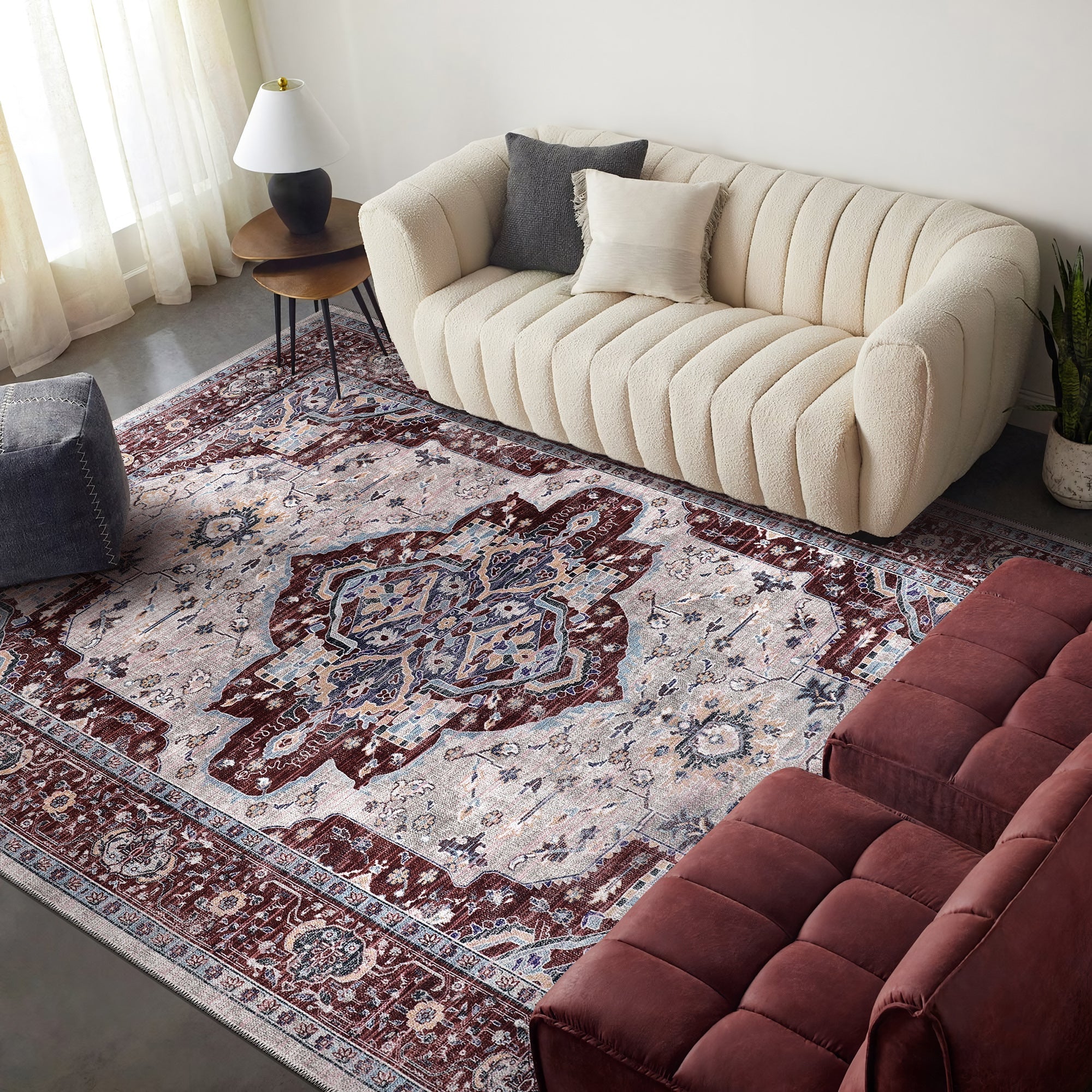 Georgian Patina Deep Red Vintage Washable Rug – Netline Home guide