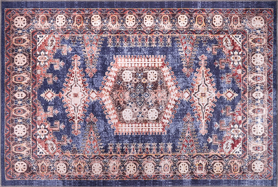 Evening Heritage Mid Blue Washable Rug – Netline Home guide