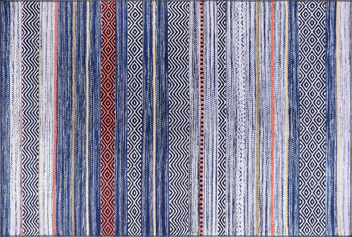 Crossed Watercolour Bright Blue Abstract Washable Rug – Netline Home guide